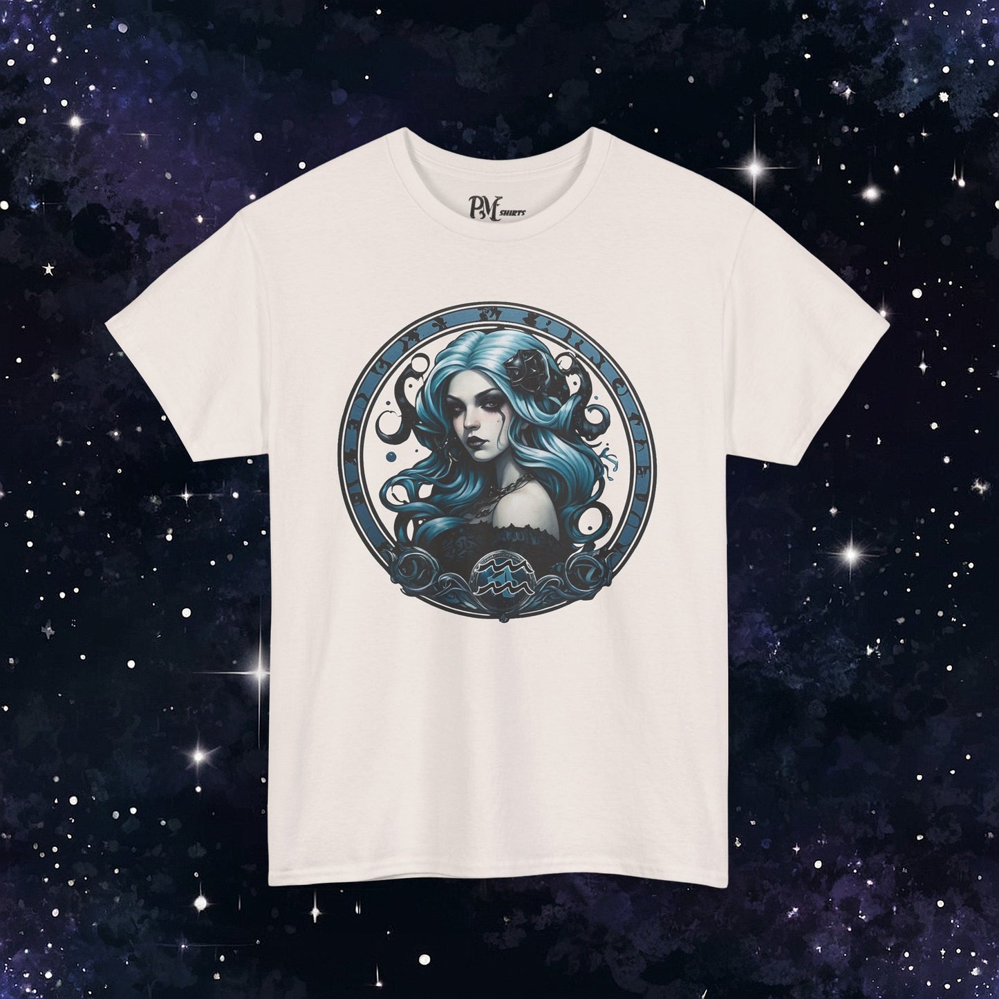 Gothic Aquarius Zodiac T-Shirt: Dark Style Graphic Tee