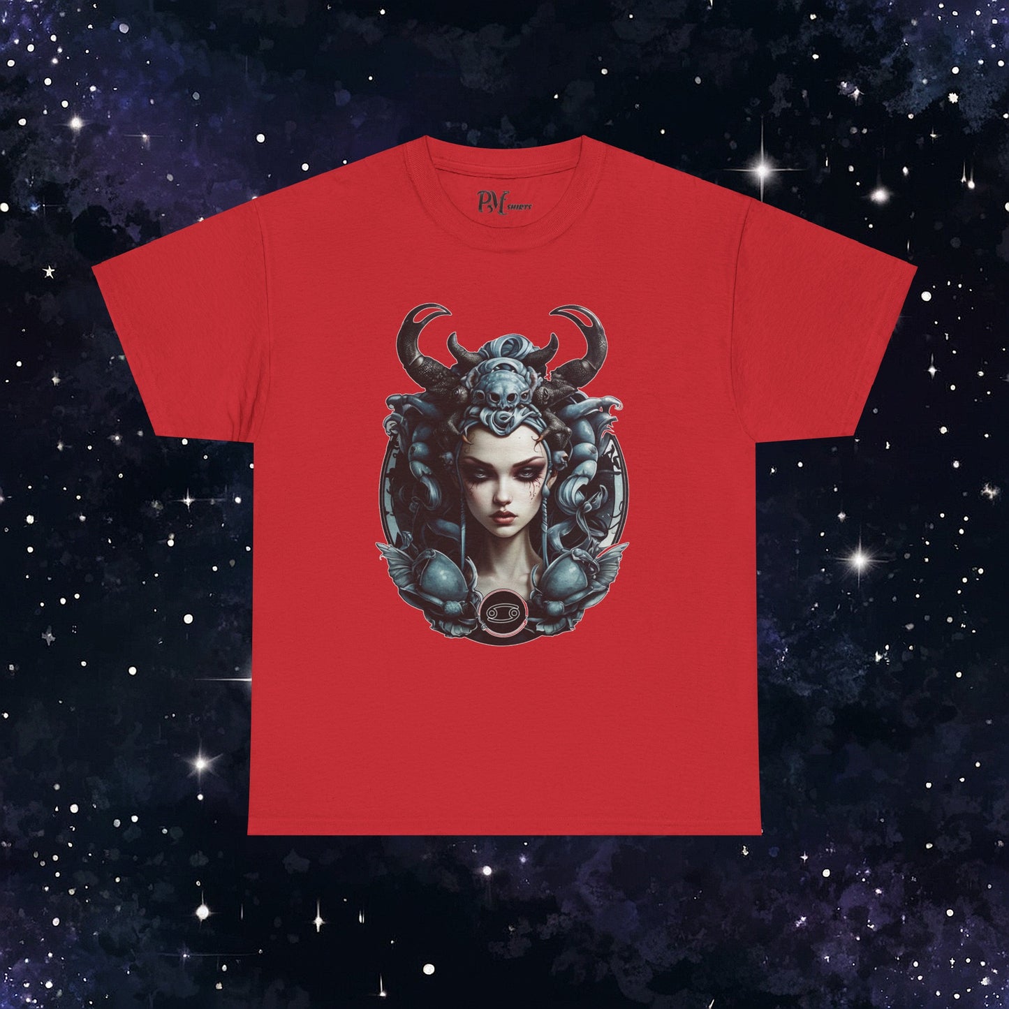 Gothic Cancer Zodiac T-Shirt - Dark Style with Symbol