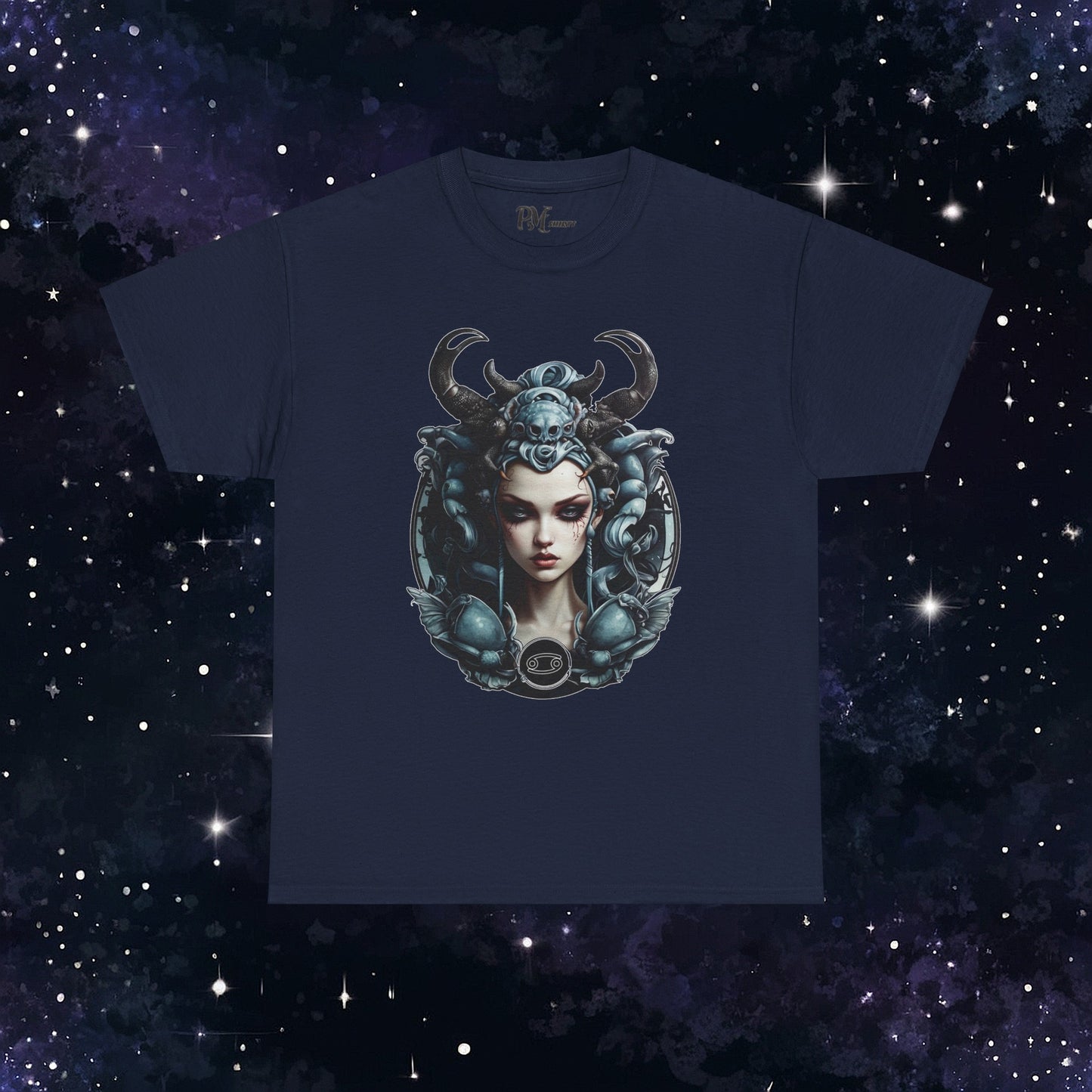 Gothic Cancer Zodiac T-Shirt - Dark Style with Symbol