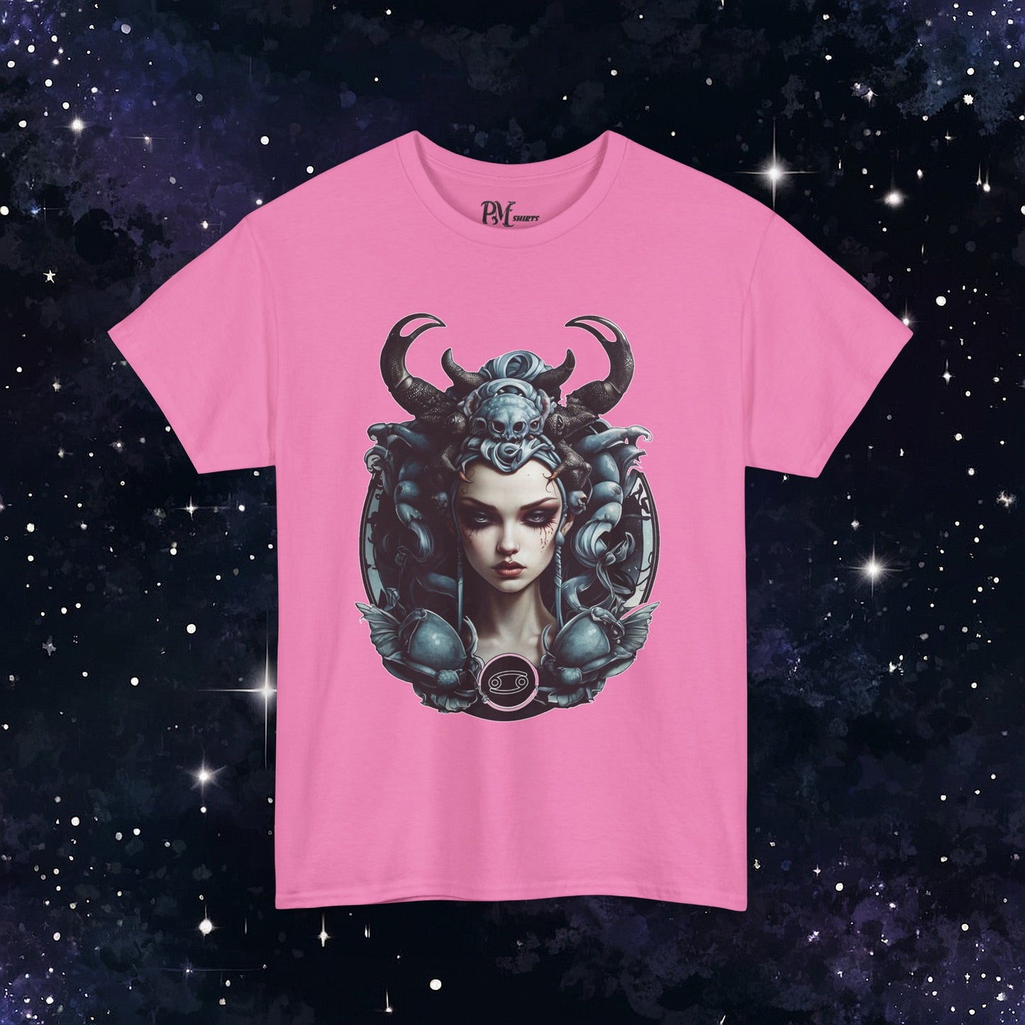 Gothic Cancer Zodiac T-Shirt - Dark Style with Symbol