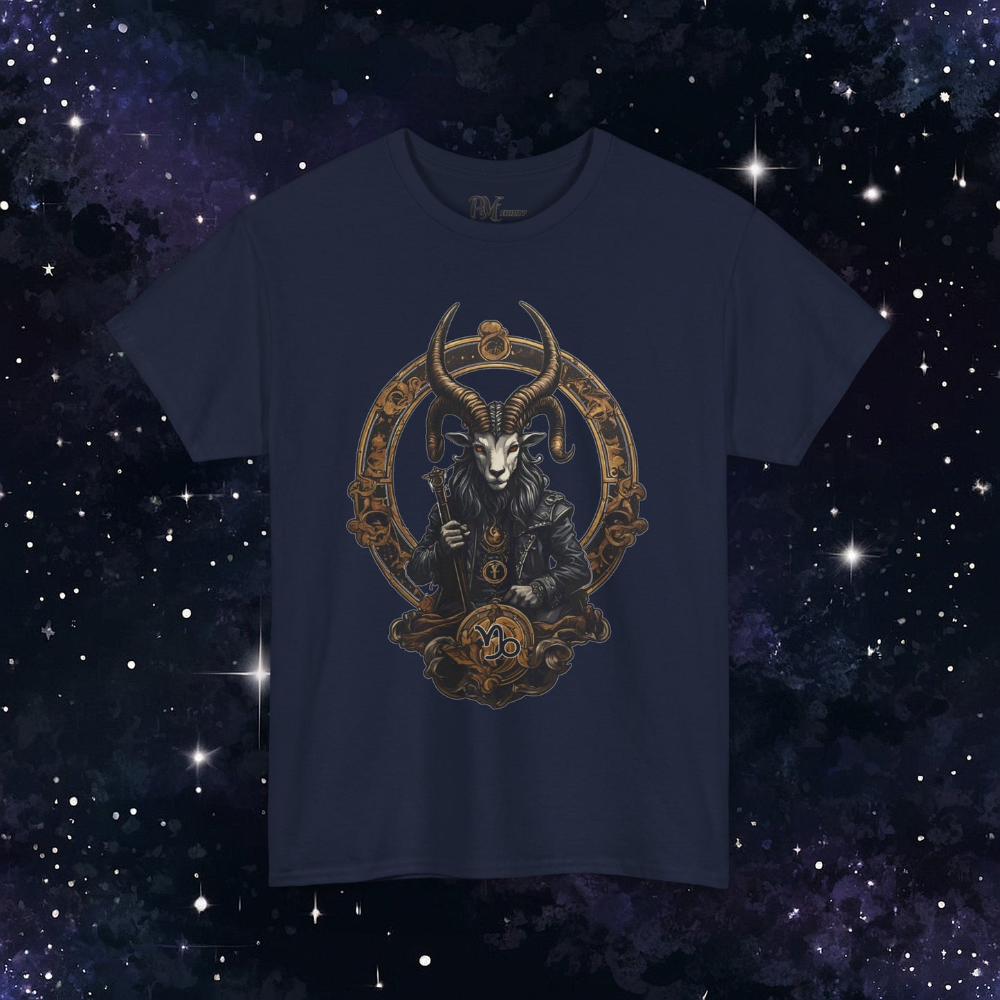 Gothic Capricorn Zodiac T-Shirt - Dark Style with Symbol