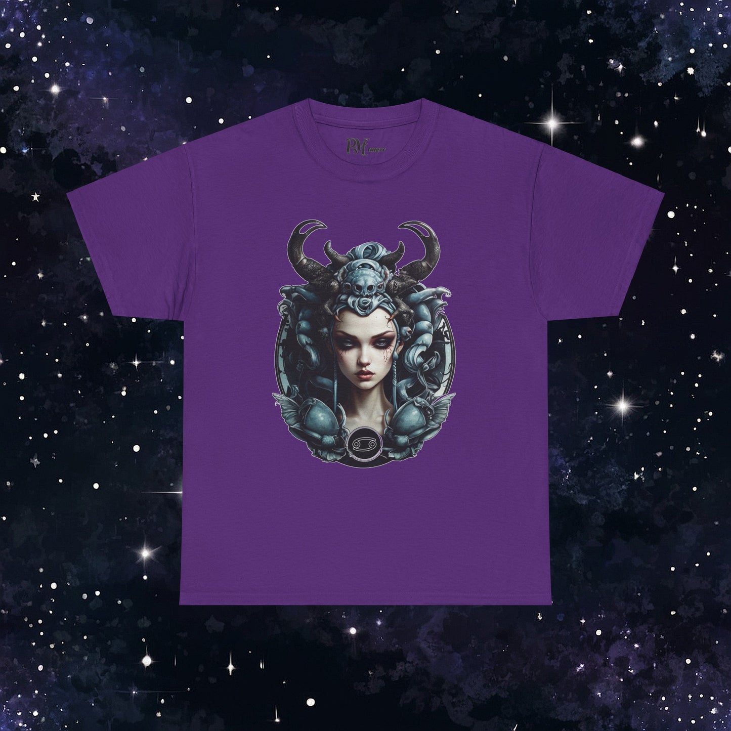 Gothic Cancer Zodiac T-Shirt - Dark Style with Symbol