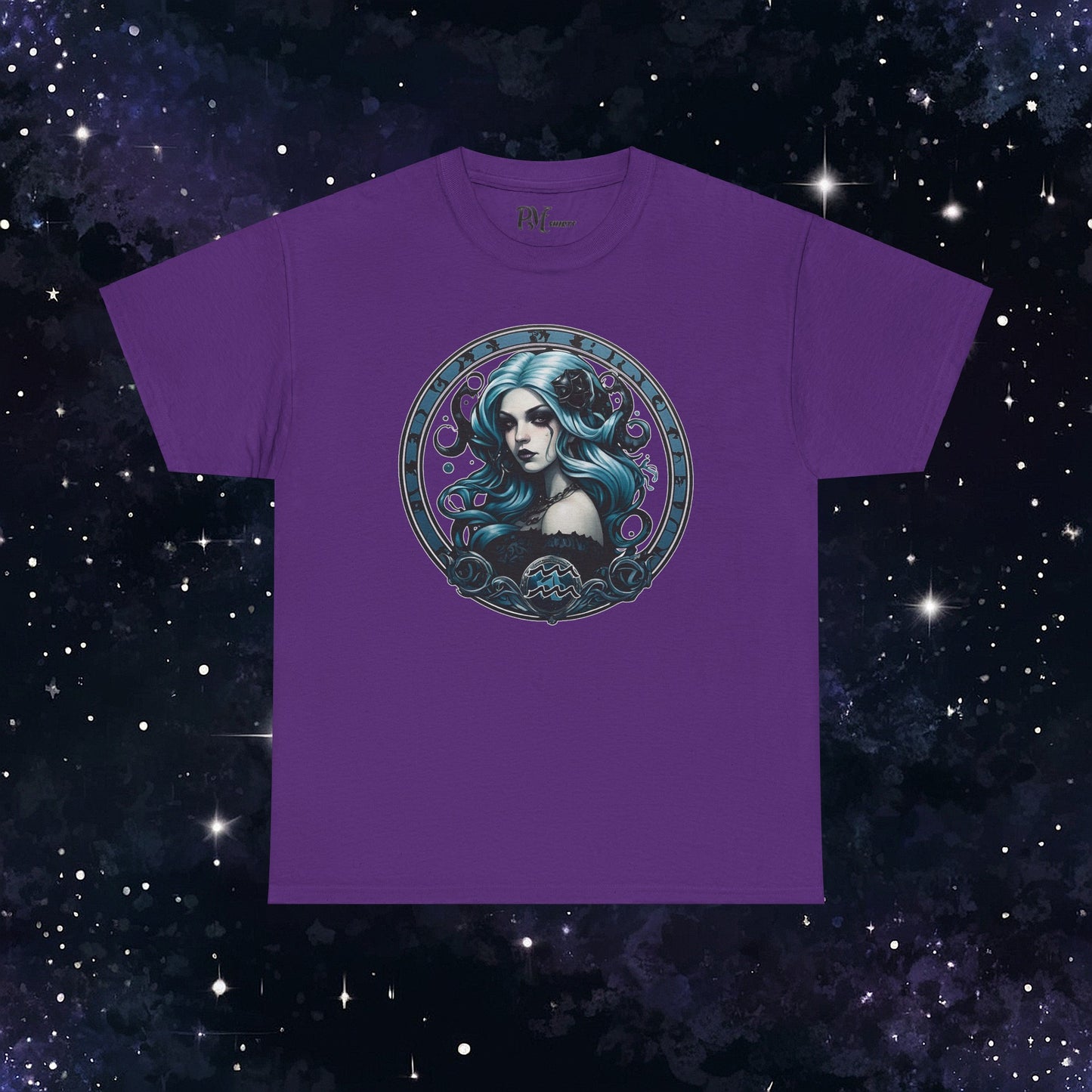 Gothic Aquarius Zodiac T-Shirt: Dark Style Graphic Tee