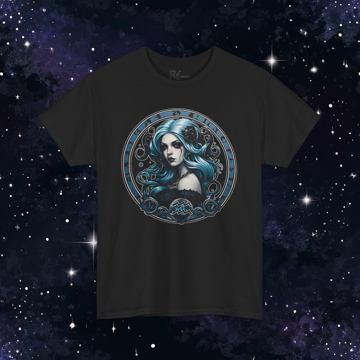 Gothic Aquarius Zodiac T-Shirt: Dark Style Graphic Tee