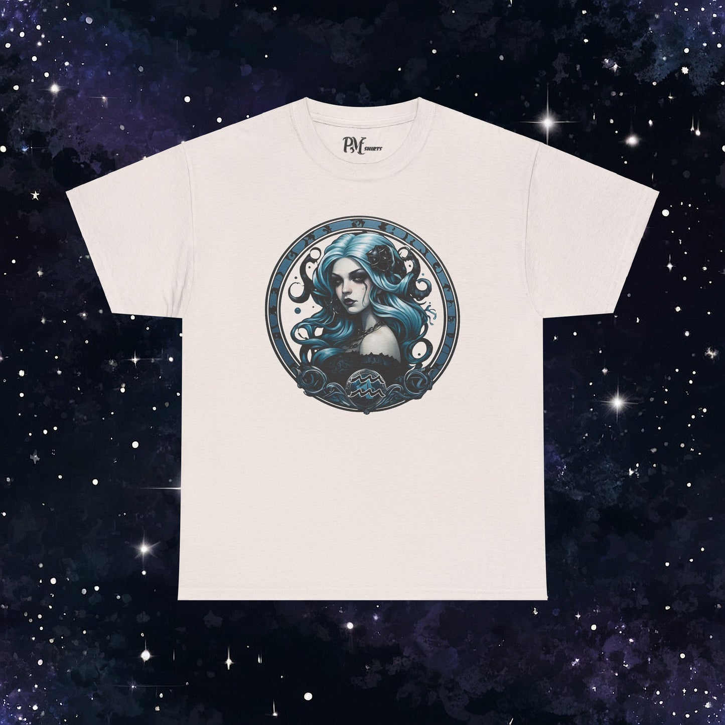 Gothic Aquarius Zodiac T-Shirt: Dark Style Graphic Tee