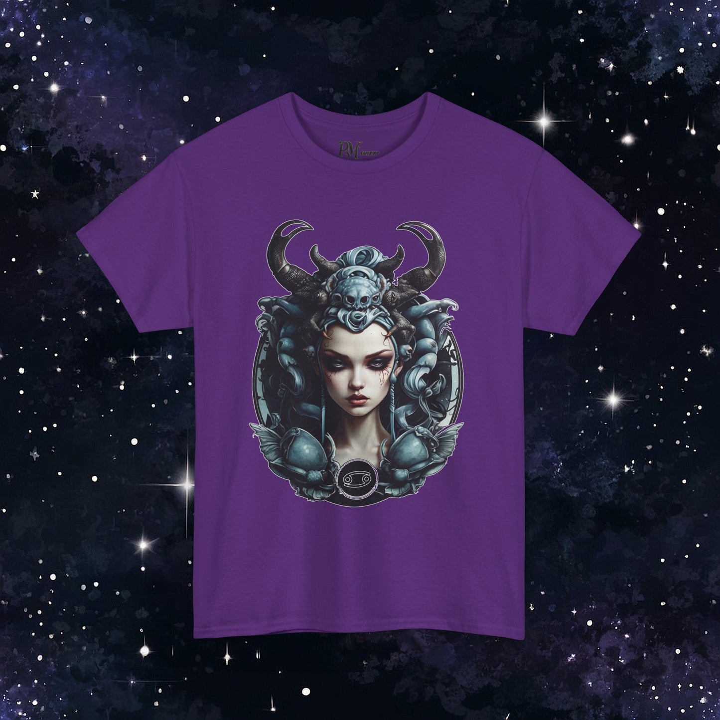 Gothic Cancer Zodiac T-Shirt - Dark Style with Symbol