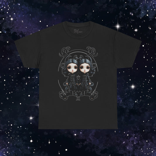 Gothic Gemini Zodiac T-Shirt: Dark Style Graphic Tee