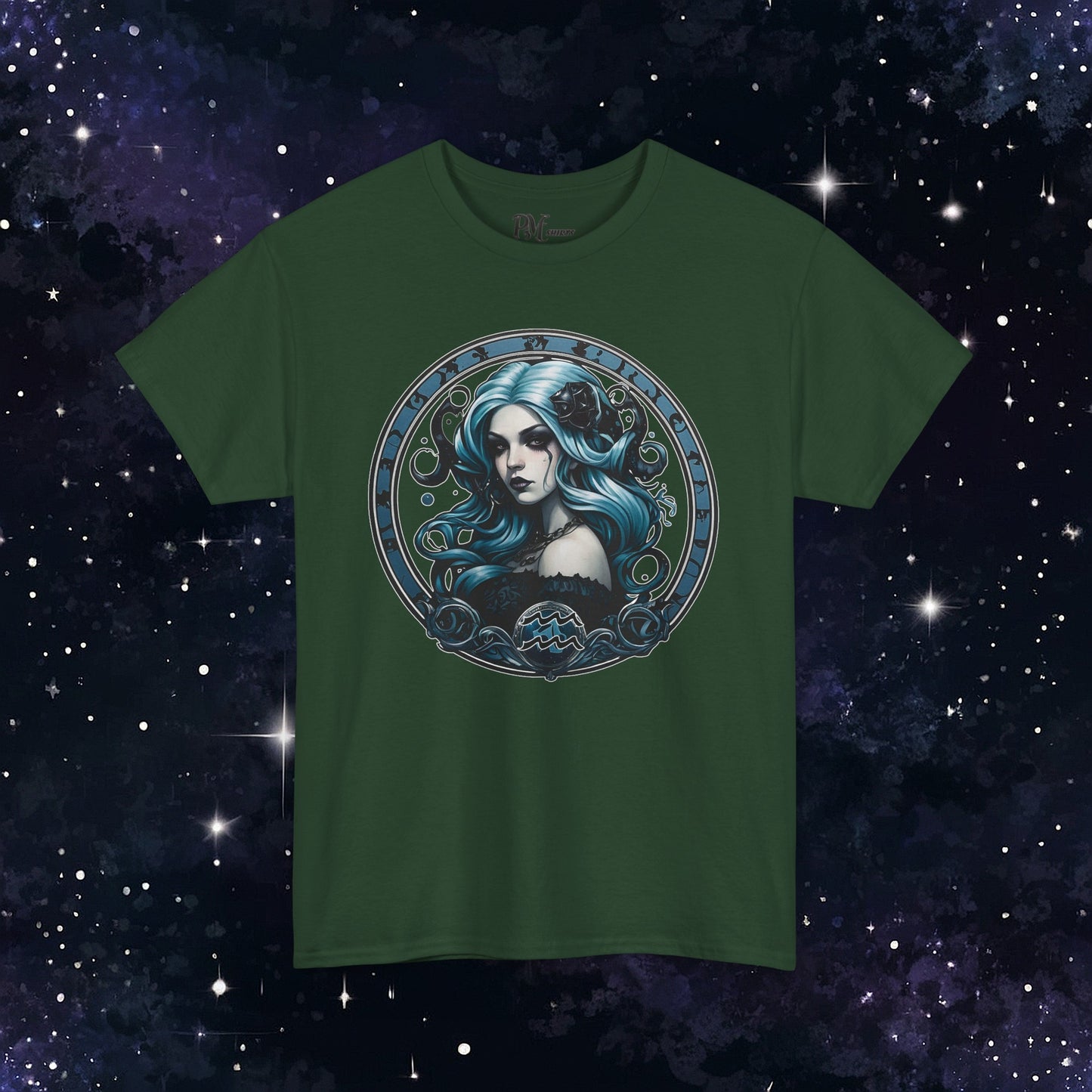 Gothic Aquarius Zodiac T-Shirt: Dark Style Graphic Tee