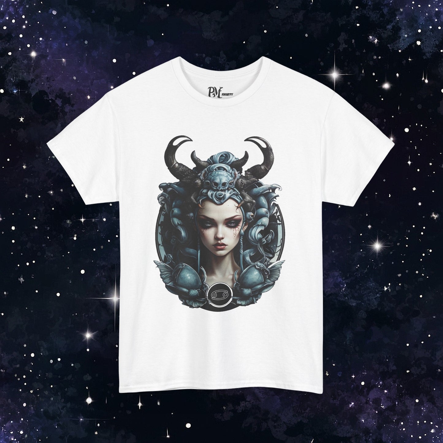 Gothic Cancer Zodiac T-Shirt - Dark Style with Symbol