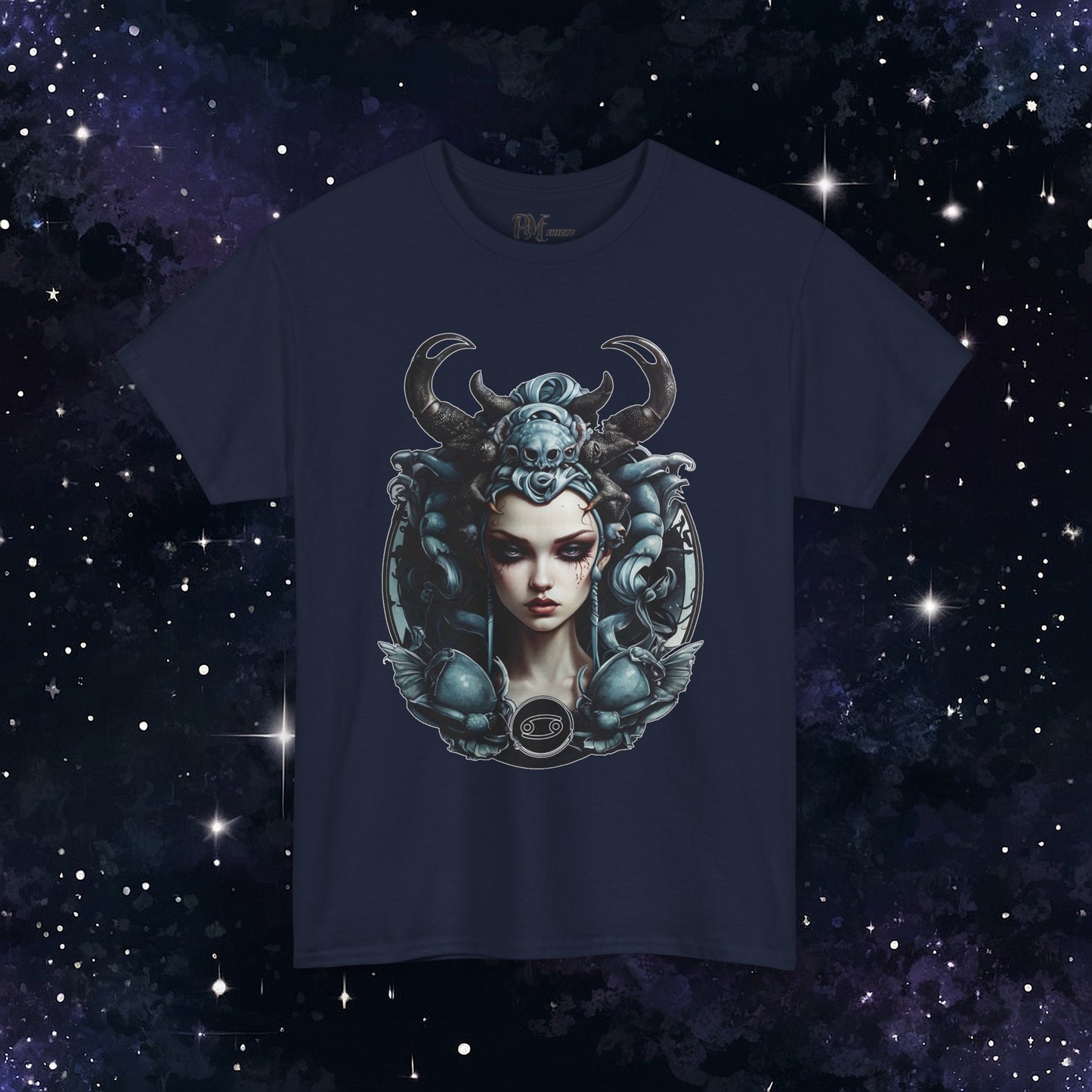 Gothic Cancer Zodiac T-Shirt - Dark Style with Symbol