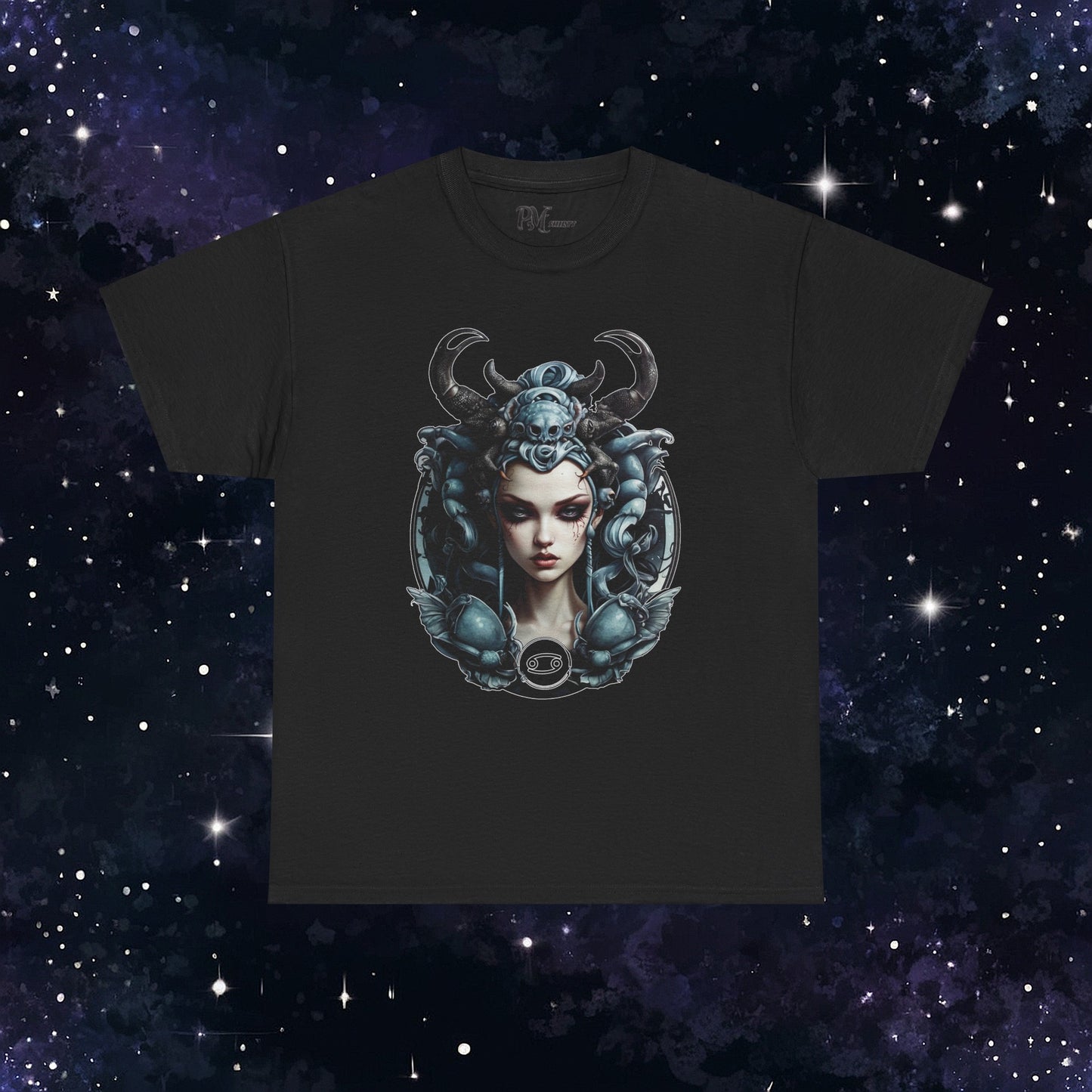 Gothic Cancer Zodiac T-Shirt - Dark Style with Symbol