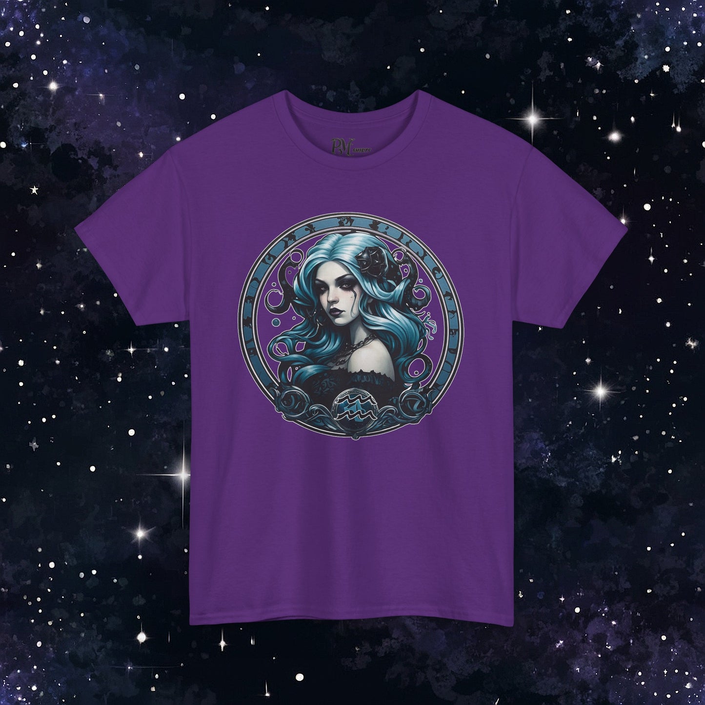 Gothic Aquarius Zodiac T-Shirt: Dark Style Graphic Tee