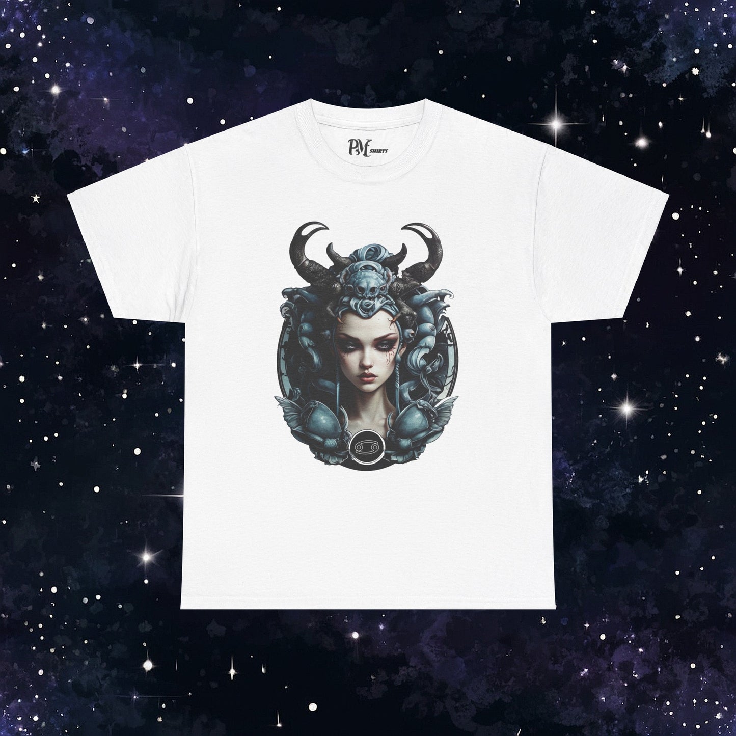 Gothic Cancer Zodiac T-Shirt - Dark Style with Symbol