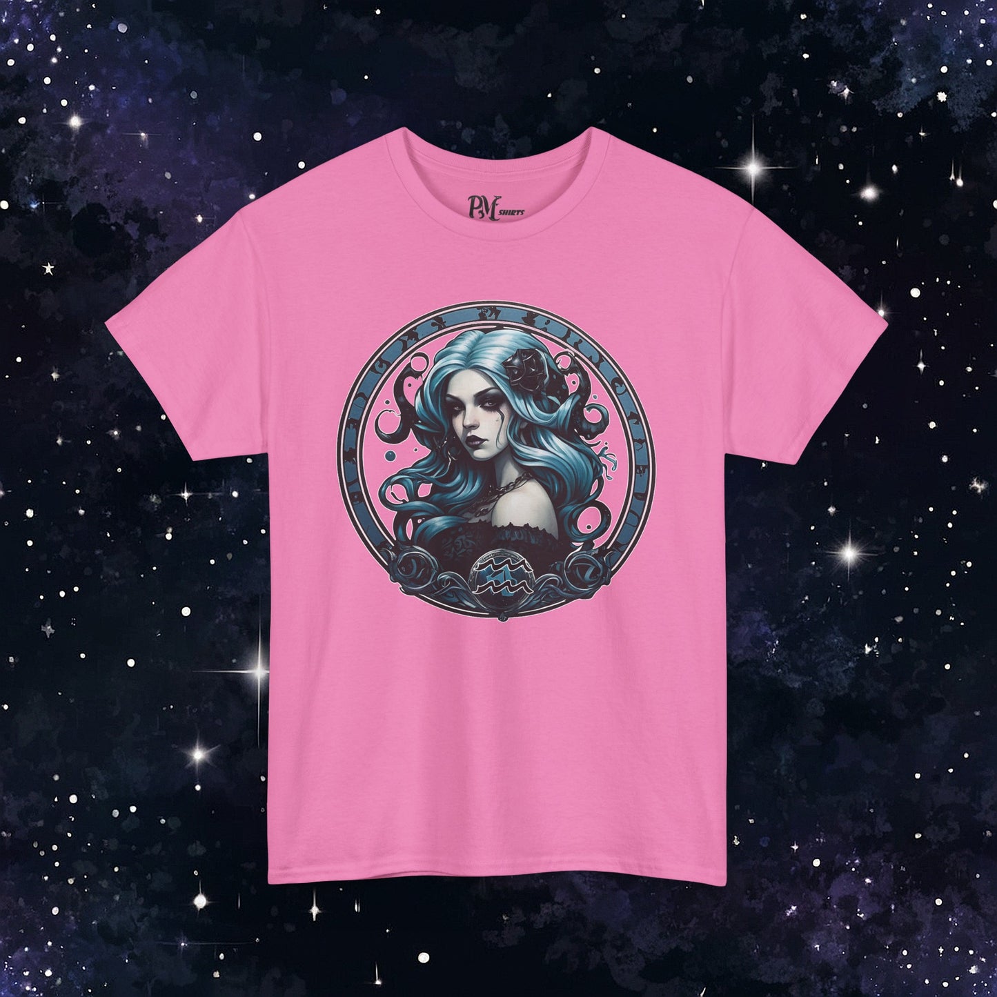 Gothic Aquarius Zodiac T-Shirt: Dark Style Graphic Tee