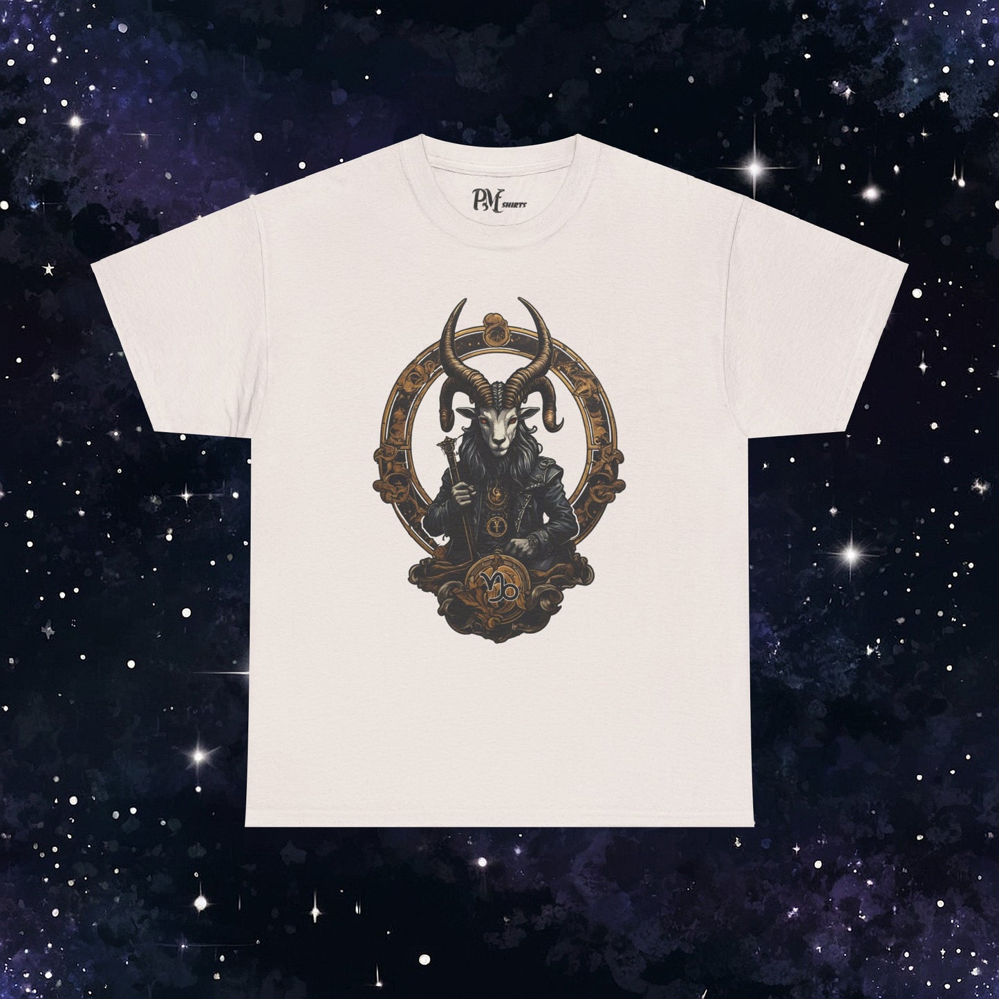 Gothic Capricorn Zodiac T-Shirt - Dark Style with Symbol