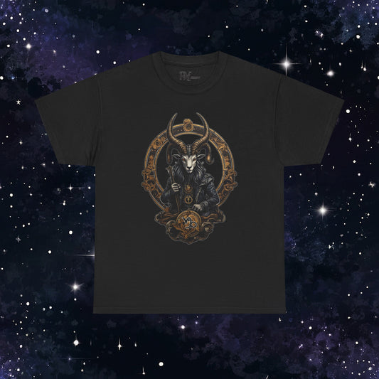 Gothic Capricorn Zodiac T-Shirt - Dark Style with Symbol