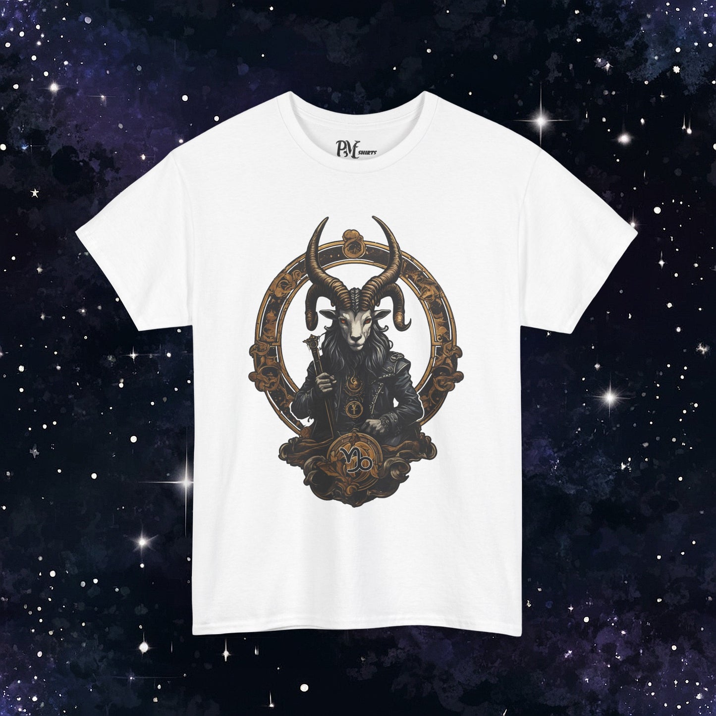 Gothic Capricorn Zodiac T-Shirt - Dark Style with Symbol