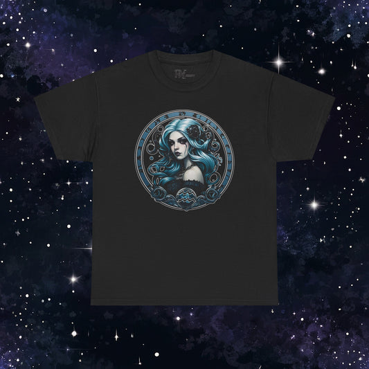 Gothic Aquarius Zodiac T-Shirt: Dark Style Graphic Tee